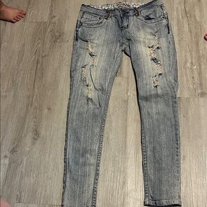 Stylish Distressed Skinny Jeans in Gray